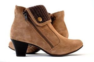 Damen Stiefeletten echtes Wildleder | Ankle Boots Leder braun High Heels (38)