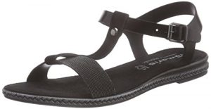 Tamaris 28149, Damen T-Spangen Sandalen, Schwarz (BLACK GLAM 091), 39 EU