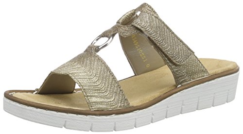 Rieker 60090 Women Mules, Damen Pantoletten, Gold (oro/92), 37 EU