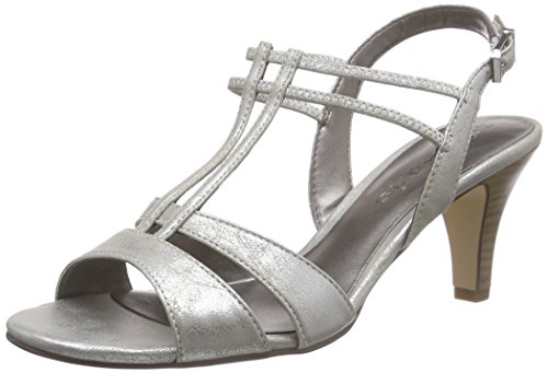 Tamaris 28304, Damen T-Spangen Sandalen, Silber (SILVER 941), 39 EU