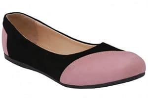 Ballerinas Lederschuhe aus Wildleder & Glattleder in schwarz/rosa