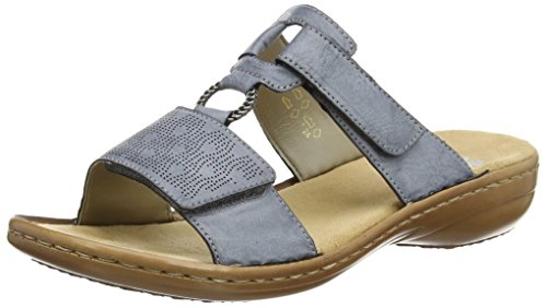 Rieker 60885 Women Mules, Damen Pantoletten, Blau (azur/12), 38 EU