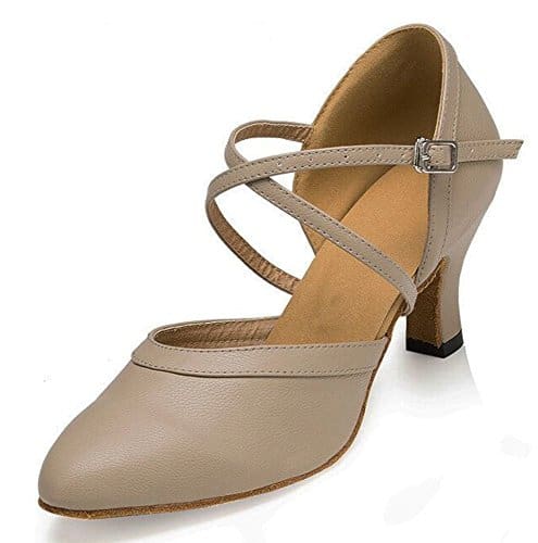 Honeystore 2016 Neuheiten Frauen Kunstleder Heels Absatzschuhe Moderne mit Knöchelriemen Tanzschuhe Grau 36 CN