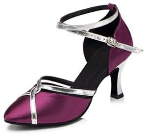 Honeystore 2016 Neuheiten Frauen Satin Heels Sandalen Latin mit Knöchelriemen Tanzschuhe Violett 34 CN